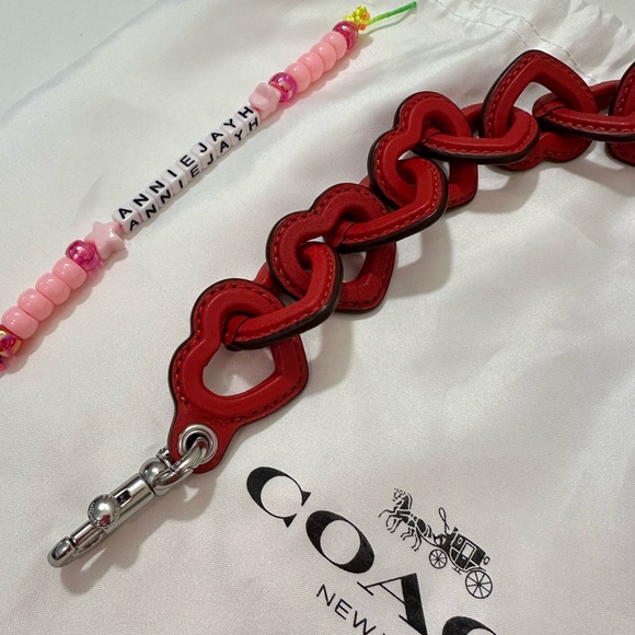 NEW Coach Short Heart Leather Link Strap (Sport Red) from Mira Bag *STRAP ONLY* - Picture 5 of 8